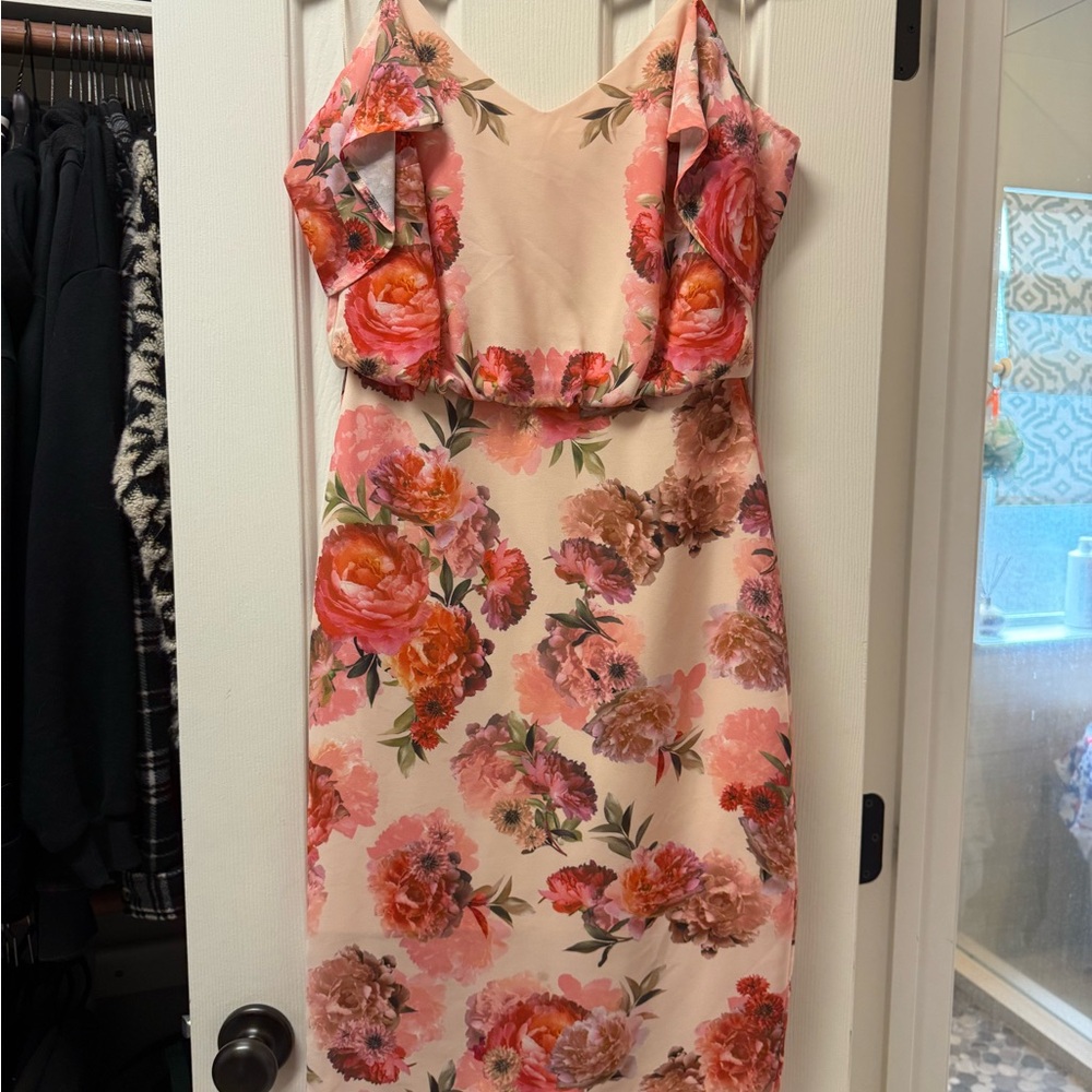Oasis Peach Floral Dress